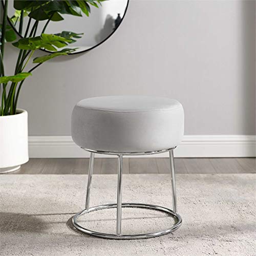 Linon Carly Metal Accent Vanity Stool in Gray