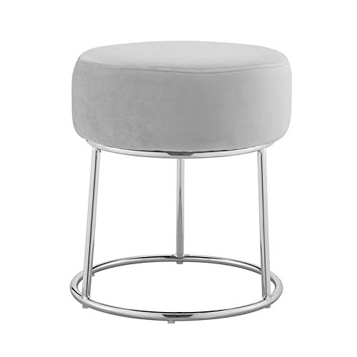 Linon Carly Metal Accent Vanity Stool in Gray