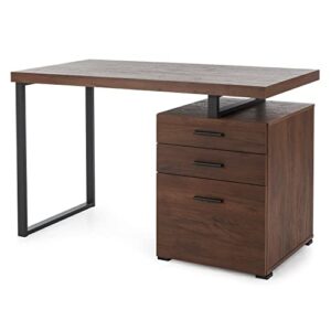 monarch specialties home office 47 inch long versatile right/left facing compact computer desk, dark cherry wood look finish