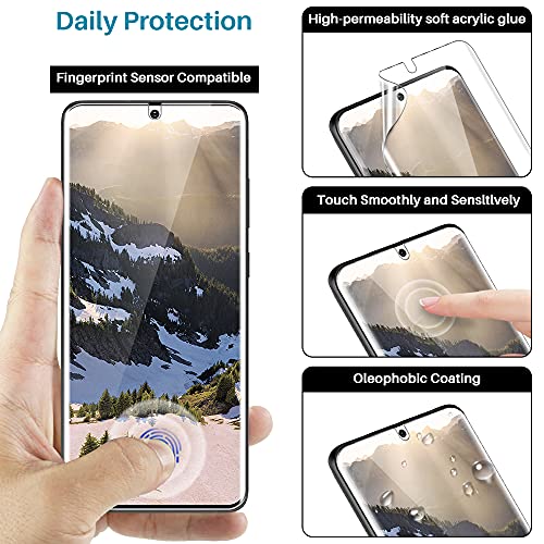 [2+3 Pack] LϟK Designed for Samsung Galaxy S20 Ultra 6.9 inch, 2 Pack Flexible TPU Screen Protector & 3 Pack Tempered Glass Camera Lens Protector, Support Fingerprint, Bubble Free - Alignment Frame