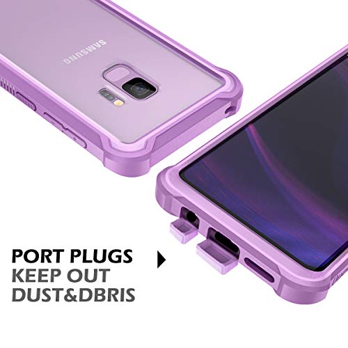 Dexnor Galaxy S9 Case with Screen Protector Clear Military Grade Rugged 360 Full Body Protective Shockproof Hard Back Cover Defender Heavy Duty Bumper Case for Samsung Galaxy S9 - Purple