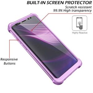 Dexnor Galaxy S9 Case with Screen Protector Clear Military Grade Rugged 360 Full Body Protective Shockproof Hard Back Cover Defender Heavy Duty Bumper Case for Samsung Galaxy S9 - Purple