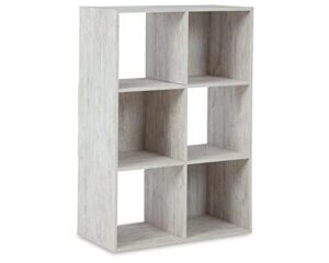 signature design by ashley paxberry coastal 6 cube storage organizer or bookcase, whitewash