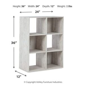 Signature Design by Ashley Paxberry Coastal 6 Cube Storage Organizer or Bookcase, Whitewash