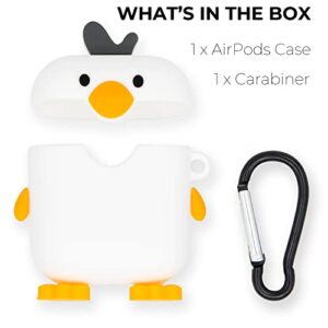 YONOCOSTA Cute Airpods Case, Airpods 2 Case, Chick Funny 3D Cartoon Animals Case, Soft Silicone Shockproof Charging Cover with Carabiner for Airpods 1st Generation, Airpods 2nd Generation
