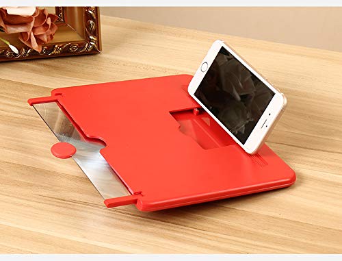 siduater 10" Screen Magnifier, 3D HD Smart Phone Magnifier Projector Screen for Movies, Videos, and Gaming – Foldable Phone Stand with Screen Amplifier, Supports All Smartphones, Red