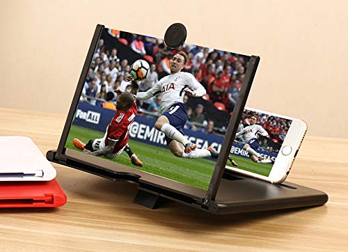 siduater 10" Screen Magnifier, 3D HD Smart Phone Magnifier Projector Screen for Movies, Videos, and Gaming – Foldable Phone Stand with Screen Amplifier, Supports All Smartphones, Red