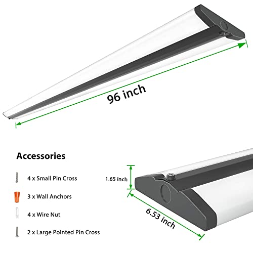 TychoLite 110W 8FT Led Shop Lights Ultra Slim 8 Foot Led Light Fixtures Ceiling Mount for Garage, No Glare, 12600 Lumens, 5000K Daylight, 8 Foot Wrap Led Lighting for Workshop, 1 Pack