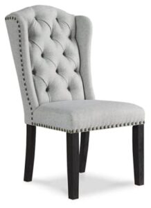 signature design by ashley jeanette traditional tufted upholstered wingback dining chair, 2 count, light gray