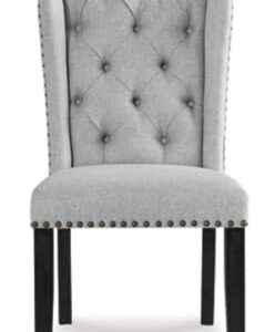 Signature Design by Ashley Jeanette Traditional Tufted Upholstered Wingback Dining Chair, 2 Count, Light Gray