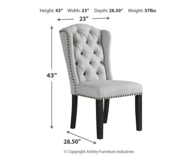 Signature Design by Ashley Jeanette Traditional Tufted Upholstered Wingback Dining Chair, 2 Count, Light Gray