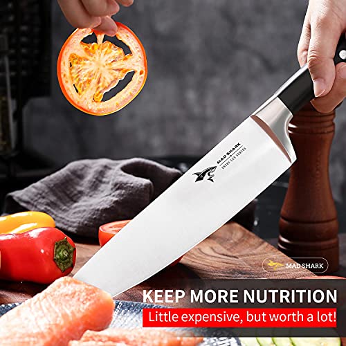 MAD SHARK Chef Knife 8 Inch, Professional Sharp Kitchen Knife, High Carbon German Stainless Steel Chef's Knives for Cooking, Chopping Knife with Ergonomic Handle and Gift Box for Family & Restaurant