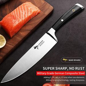 MAD SHARK Chef Knife 8 Inch, Professional Sharp Kitchen Knife, High Carbon German Stainless Steel Chef's Knives for Cooking, Chopping Knife with Ergonomic Handle and Gift Box for Family & Restaurant