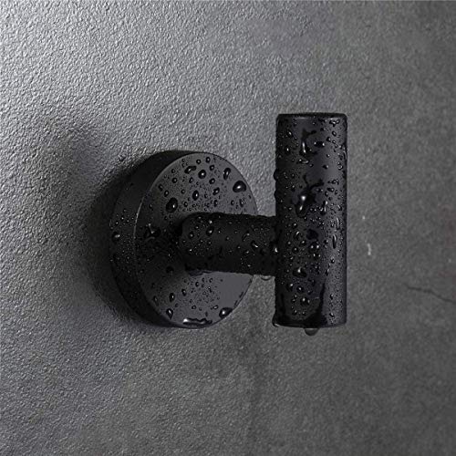 Flybath Coat Hook SUS 304 Stainless Steel Bathroom Towel Robe Hook Shower Kitchen Hanging Hooks Wall Mounted, Matte Black - 2 Pack