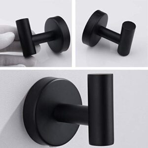 Flybath Coat Hook SUS 304 Stainless Steel Bathroom Towel Robe Hook Shower Kitchen Hanging Hooks Wall Mounted, Matte Black - 2 Pack