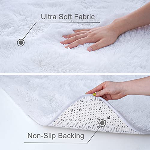 Ultra Soft White Rugs for Bedroom 4x6 Feet, Fluffy Shag Area Rugs for Living Room, Large Comfy Furry Rug for Girls Kids Baby Room Decor, Non Slip Nursery Rug Modern Indoor Fuzzy Floor Carpet