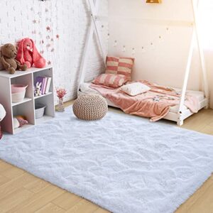 Ultra Soft White Rugs for Bedroom 4x6 Feet, Fluffy Shag Area Rugs for Living Room, Large Comfy Furry Rug for Girls Kids Baby Room Decor, Non Slip Nursery Rug Modern Indoor Fuzzy Floor Carpet