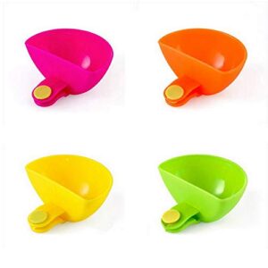 IKAAR Dip Clip Bowl Plate Holder 4pcs Color Plastic Dish Chip and Dip Serving Set for Spice Tomato Sauce Salt Veggie Vinegar Ketchup Chips