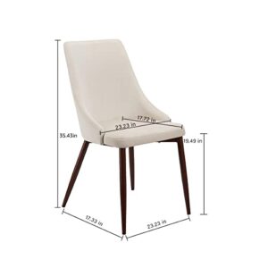 CangLong Upholstered High Back Metal Kitchen, Dining, Living, Guest, Bed Room Side Chair, Set of 2, Beige+Brown Legs