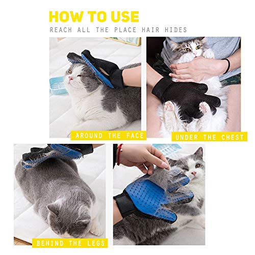 EJG New Version 1 Pair Pet Grooming Gloves with Hair Removal Brush, Deshedding Gloves to Brush and Fur Remover, Dematter Deshedder for Dog, Cat, Horse with Long & Short Fur