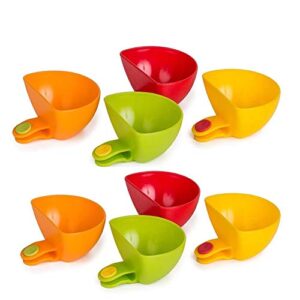 8 pcs dip clips, youthful assorted plate clip-on holder plate clip container dish colorful dip holder plate grab clip-on bowl for tomato sauce salt vinegar sugar flavor spice bowl - random color (8)