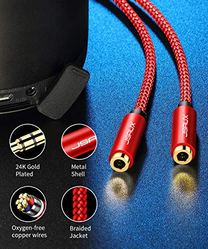 JSAUX Headphone Splitter 3.5mm, Audio Splitter 2 Female to 1 Male, Dual Headphone Adapter Compatible with PS4, PS5, Xbox, Nintendo Switch, PC Gaming Headsets, Phone, Tablet, Laptop and More-Red