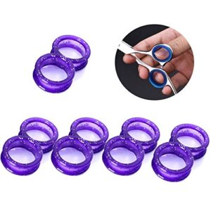 constore 10pcs soft silicone scissors finger ring sizer inserts barber hairdressing shears thumb ring grips inserts for grooming scissors pet shears (purplr)