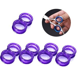 ConStore 10pcs Soft Silicone Scissors Finger Ring Sizer Inserts Barber Hairdressing Shears Thumb Ring Grips Inserts for Grooming Scissors Pet Shears (Purplr)