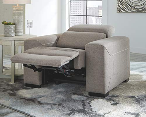 Signature Design by Ashley Mabton Contemporary Adjustable Power Recliner with USB Charging, Light Gray
