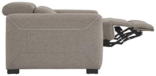 Signature Design by Ashley Mabton Contemporary Adjustable Power Recliner with USB Charging, Light Gray