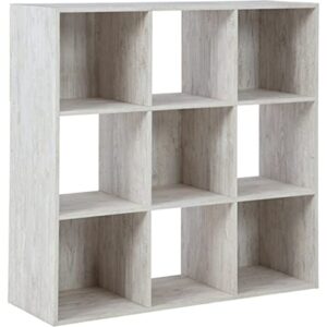 Signature Design by Ashley Paxberry Coastal 9 Cube Storage Organizer or Bookcase, Whitewash