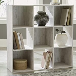 Signature Design by Ashley Paxberry Coastal 9 Cube Storage Organizer or Bookcase, Whitewash