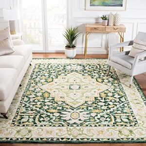 safavieh aspen collection 8' x 10' green/ivory apn705y handmade boho medallion wool area rug