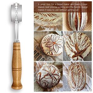 PPNZQAUT Premium Lame Bread Tool for Bakers, Handcrafted Bread Scoring Knife Lame with 10 Replaceable Blades, Homemade Pizza, Cake or Bread Lame Cutter Dough Scoring Tool with Leather Protective Cover