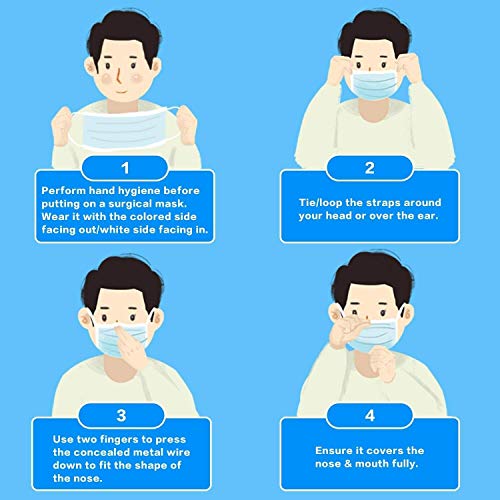 Disposable Face Mask, 3-Layer Safety Mask Anti Dust Breathable Mouth Mask with Earloop (50 Pack)