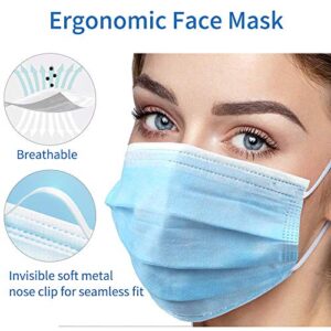 Disposable Face Mask, 3-Layer Safety Mask Anti Dust Breathable Mouth Mask with Earloop (50 Pack)