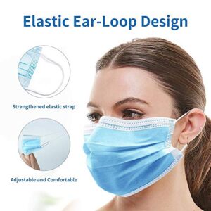 Disposable Face Mask, 3-Layer Safety Mask Anti Dust Breathable Mouth Mask with Earloop (50 Pack)