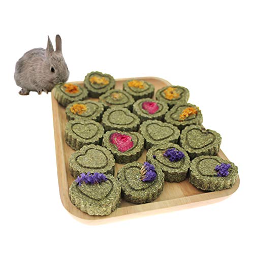 36 Pcs Bunny Chew Toys,Natural Organic Timothy Hay Handmade Grass Cakes Molar Snacks Treats for Bunny Chinchilla Guinea Pig Dwarf Rabbit Improves Teeth Health