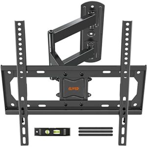 elived full motion tv wall mount for most 26-55 inch flat curved tvs up to 77 lbs, swivel and tilt tv bracket with articulating arms, perfect center single stud corner tv mount, max vesa 400x400mm