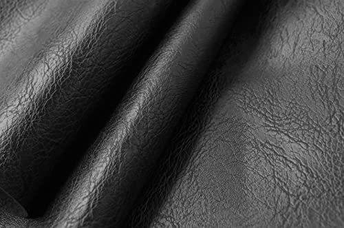 Wento Thick 1 Yard Faux Leather Fabric Soft Skin Grain PU Leather Fabric for Furniture Cover Reupholster Sofa Chairs Cushiones Vinyl Upholstery Fabric (1yard,Black)