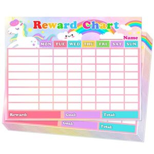 chore chart for kids dry erase reward chart reusable self-adhesive behavior chart for home classroom,cute unicorn chore chart 10 pack,14.5 x 11 inches