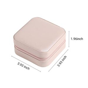 CASEGRACE Travel Jewelry Case, Small Jewelry Box Portable Jewelry Travel Organizer Display Storage Case for Rings Earring Necklace Bracelet, Gift for Women Girls, Pink