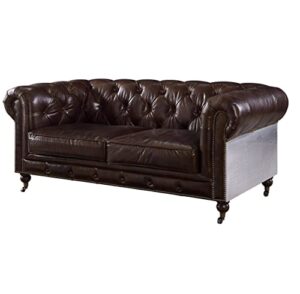 acme furniture aberdeen love seats, vintage brown top grain leather