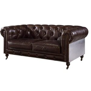 Acme Furniture Aberdeen Love Seats, Vintage Brown Top Grain Leather