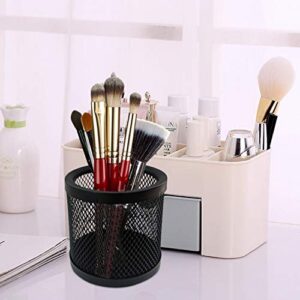 Rely+ Black Metal Wire Mesh Pen and Cup Pencil Holder, Desk Accessories, Makeup Brush Holders & Workspace Organizers for Home, School, 3 Pack…