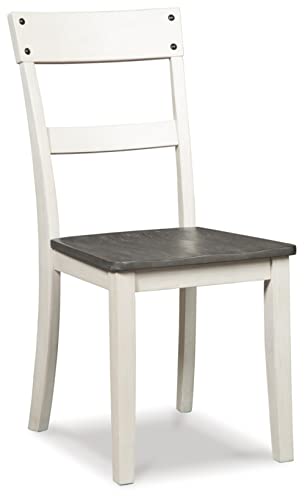 Signature Design by Ashley Nelling Modern Farmhouse Weathered Dining Chair, 2 Count, White & Dark Brown