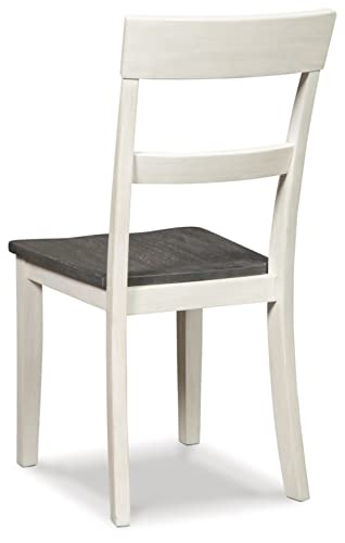 Signature Design by Ashley Nelling Modern Farmhouse Weathered Dining Chair, 2 Count, White & Dark Brown