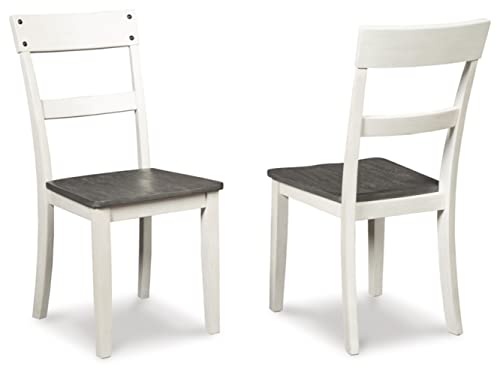 Signature Design by Ashley Nelling Modern Farmhouse Weathered Dining Chair, 2 Count, White & Dark Brown