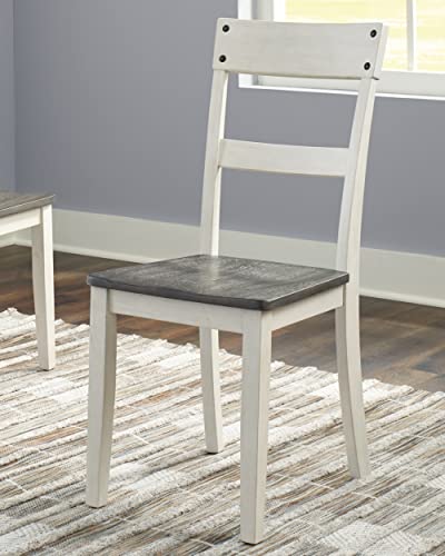 Signature Design by Ashley Nelling Modern Farmhouse Weathered Dining Chair, 2 Count, White & Dark Brown