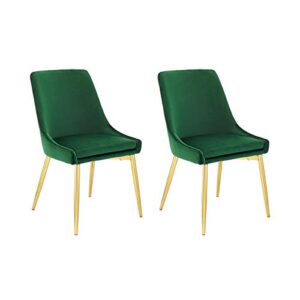 canglong upholstered high end velvet dining chair with metal legs for kitchen, dining, living, guest, bed room side chair, set of 2, green
